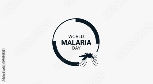 World Malaria Day logo with mosquito and globe icon on an isolated white background