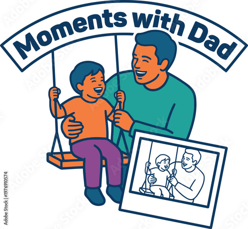 Heartwarming fathers day illustration dad and son swinging cherished family moments
