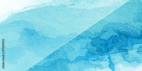 Abstract blue watercolor and grunge background with a frozen winter texture of snow and ice on a cold sea surface