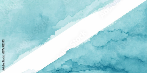 An abstract blue grunge background captures a frozen winter texture of cold white ice and fluffy clouds in a light summer sky