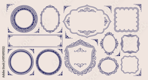 ornate black border frames, vintage decorative frame sketches, creative scrapbook line art, hand drawn elegant borders, minimal black frame doodle set, aesthetic vintage border drawings, classic frame