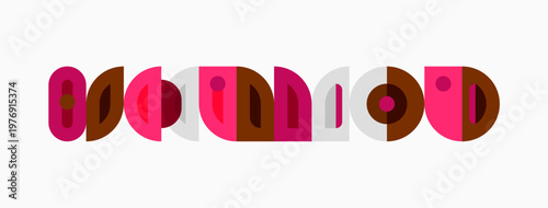 Abstract geometric shapes, pinks, browns, white background. Minimalist design, modern aesthetic, simple composition.
