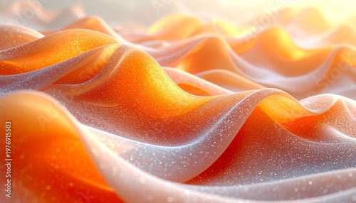 Abstract colorful background featuring soft orange and yellow silk waves with a rose petal texture and light smoke patterns for a soft nature design