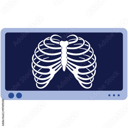 X-ray of the rib cage: Medical illustration of an x-ray showcasing the intricate structure of the human rib cage, highlighting its role in protecting vital organs.