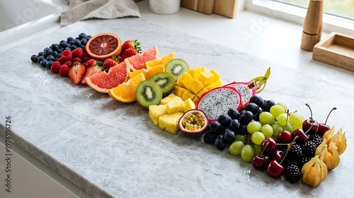 Fresh Fruit Platter on Counter.