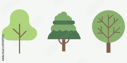 Green Trees: A cluster of diverse green trees, each with a unique shape and style, stands as a testament to the beauty and variety of nature.