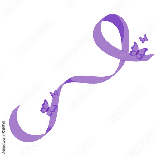 Purple Awareness Ribbon with Butterflies
