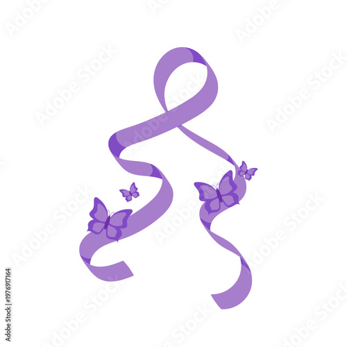Purple Awareness Ribbon With Butterflies