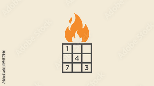 Fiery Sudoku Puzzle Concept