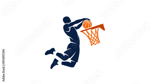 Silhouette Of Basketball Player Dunking