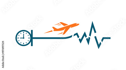 Time and Flight Airplane and Timeline Concept