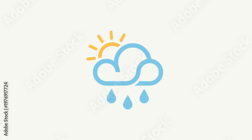 Weather Icon Sun Behind Cloudy Rain