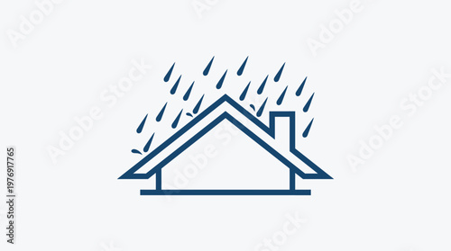 House Roof Under Rain Symbol
