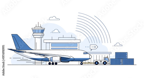 Airplane on the airport tarmac moving.