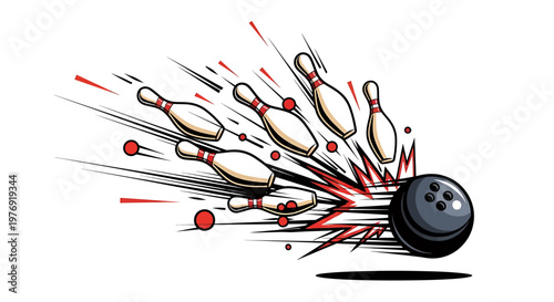 Bowling Ball Knocking Down Pins.