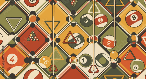 Colorful Pool Billiard Balls Pattern.