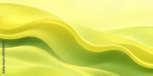 A soft vector illustration featuring an abstract green and yellow background with golden wavy lines and a silk satin texture creating a curved orange light design