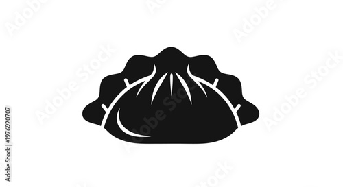 Delicious Dumpling Illustration - A Simple Black and White Food Icon.