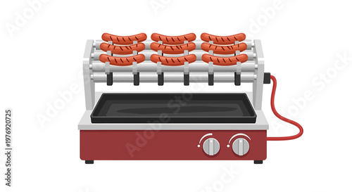 Delicious Grilled Sausages on a Modern Electric Cooking Machine.