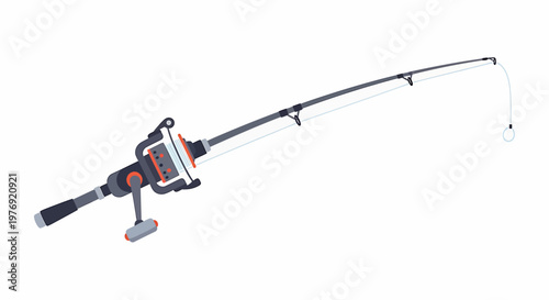 Detailed Angling Equipment - Modern Fishing Rod and Reel.