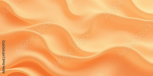 A flowing golden silk fabric background features soft satin waves and a shiny liquid texture in a luxury yellow textile design pattern