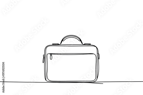 A simple line drawing of a briefcase on a white background