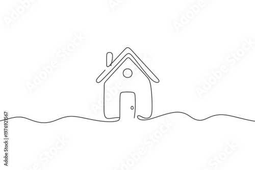 A simple line drawing of a house on a plain background