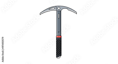 Detailed illustration of a classic ice axe tool isolated on white background.