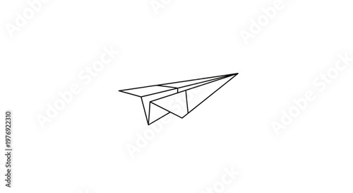 Clean and minimalist line art illustration of a classic paper airplane, symbolizing communication, innovative ideas, childhood dreams, and the journey of creativity
