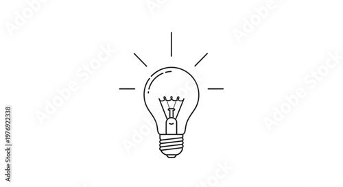 Outline light bulb icon illuminating bright ideas and innovative concepts, representing solutions and creative thought process symbol for innovation