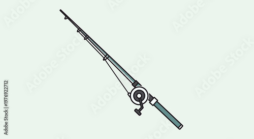 Detailed Illustration of a Fishing Rod with Reel and Line.