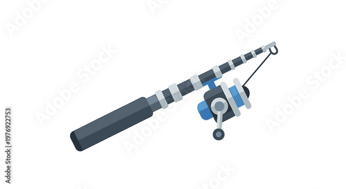 Detailed Illustration of a Fishing Rod with Reel and Line.