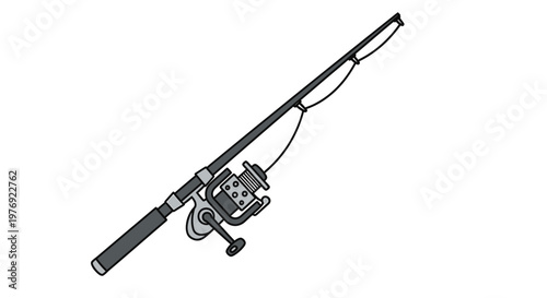Detailed Illustration of a Fishing Rod with Reel and Line.