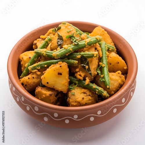 Indian Vegetable Curry in Terracotta Bowl
