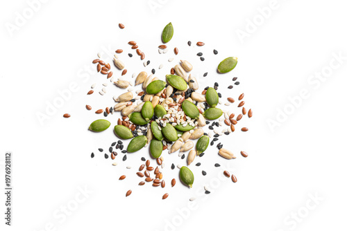 Cuadro en lienzo Mix of seeds isolated on white background
