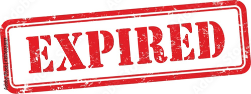 Red rubber stamp with the word e x p i r e d in distressed white letters expired