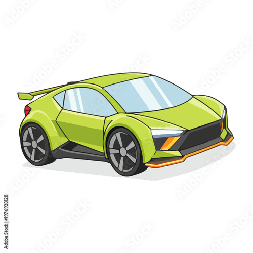 Modern green supercar cartoon vector