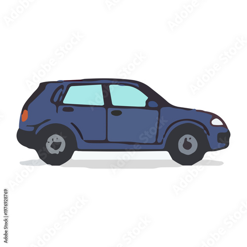 Blue SUV Car Vector Illustration
