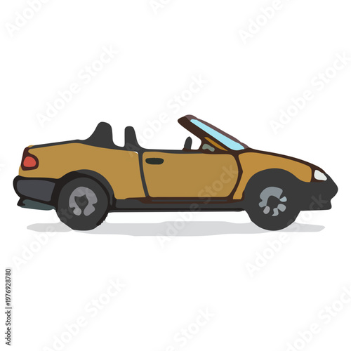Gold Convertible Car Vector Illustration