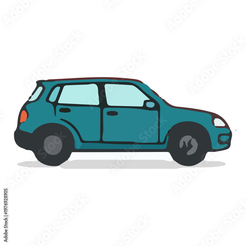 Teal SUV Car Cartoon Illustration