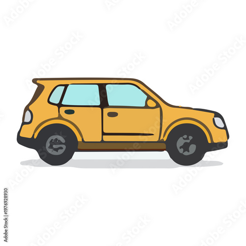 Yellow SUV Car Illustration Vector