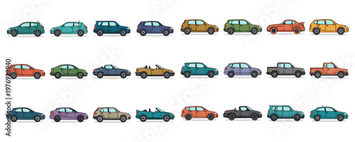 Colorful Hand Drawn Car Icons