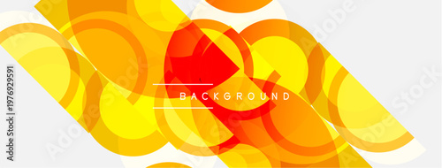 Abstract design featuring overlapping circles, warm colors, gradients. Modern background with text element. Simple, clean aesthetic.