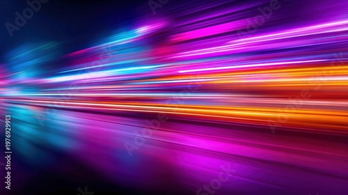 A mesmerizing abstract of light trails in motion, showcasing bright, vibrant colors and a sense of speed.