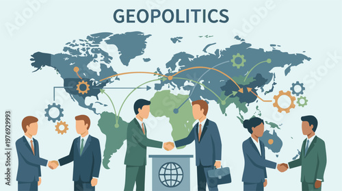 Global Geopolitics and International Business Partnerships with World Map