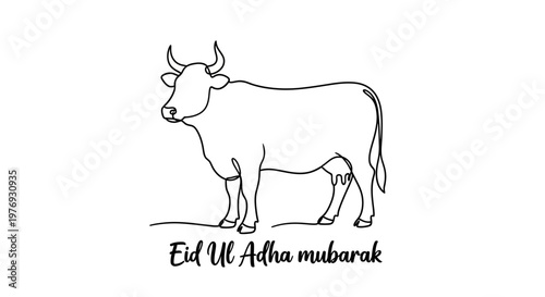 Eid Ul Adha Mubarak with a Cow Illustration