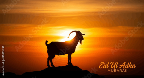Eid Ul Adha Mubarak Silhouette Goat Sunset