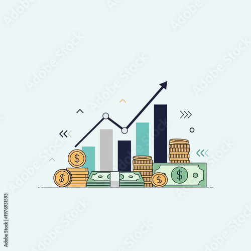 3d isometric startup funding growth with investment coins and skyscrapers