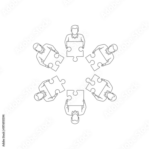 Faceless teamwork concept with interconnected hands forming a circular network