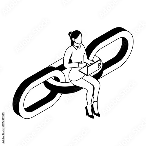 Isometric style icon depicting an internal linking
